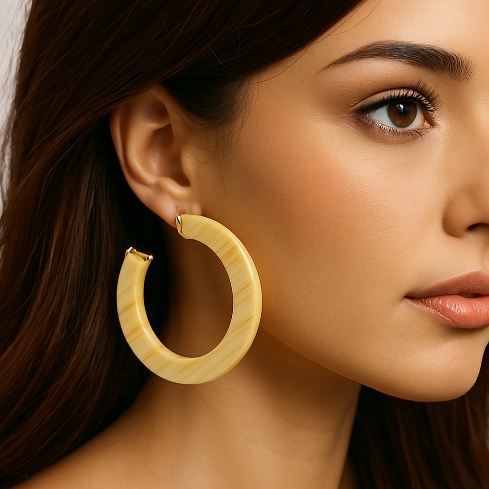 Cream Color Half Hoop Earrings for Women – Polished Elegant Everyday Jewelry